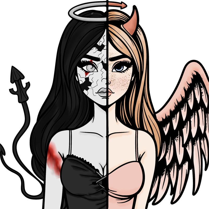devil vs angel realistic girl