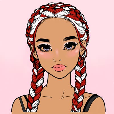 realistic girl with braids