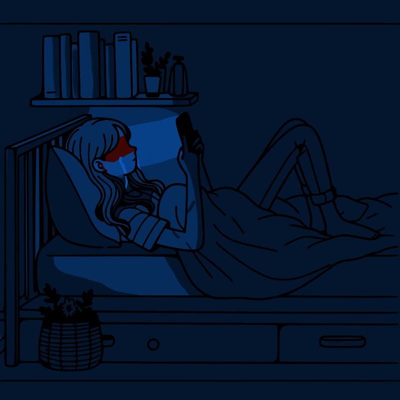 a girl laying on her bed with her phone