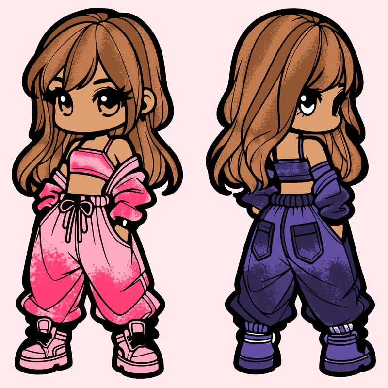 girl in crop top and baggy pants