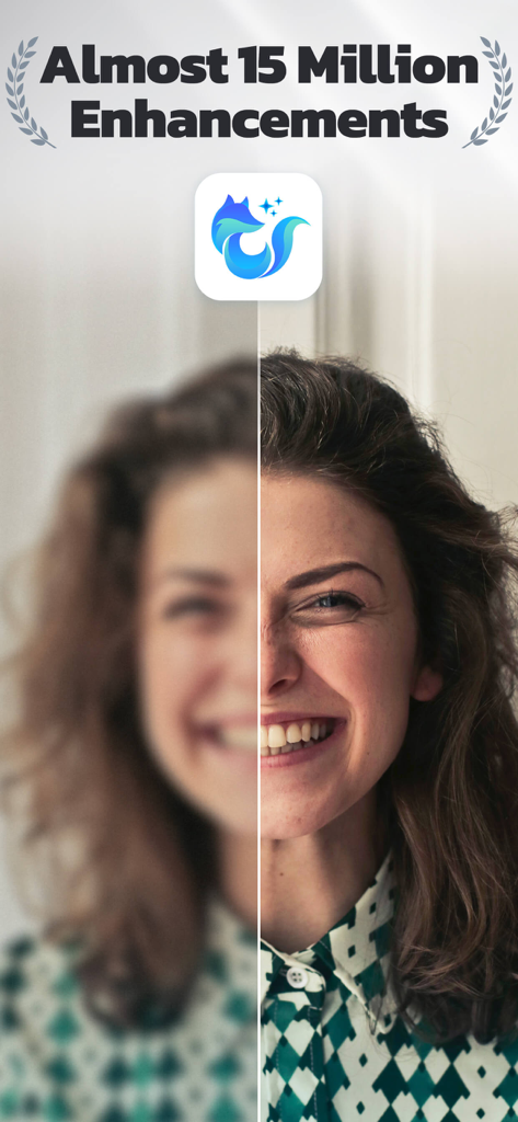 A portrait photo split into blurry and sharpened versions using EnhanceFox AI photo enhancer