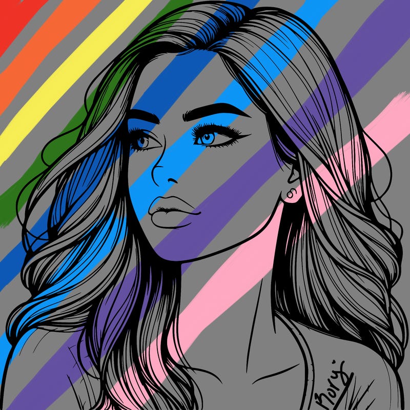 realistic pretty woman looking away