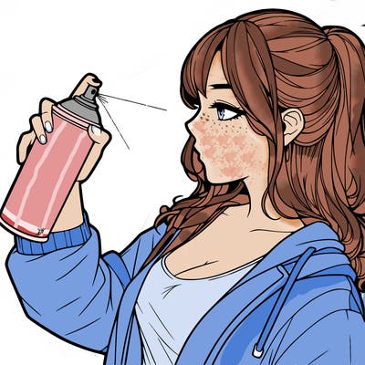 a realistic girl spray, painting