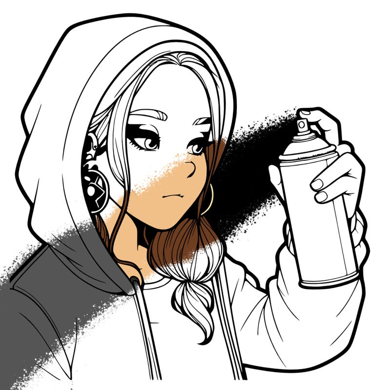 a realistic girl, spray painting