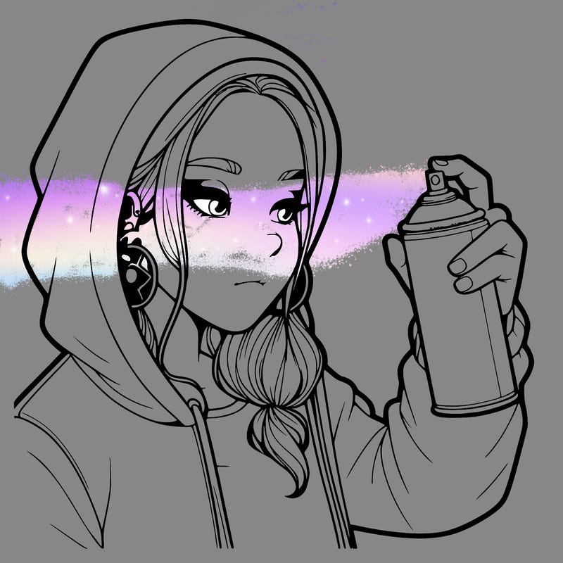a realistic girl, spray painting