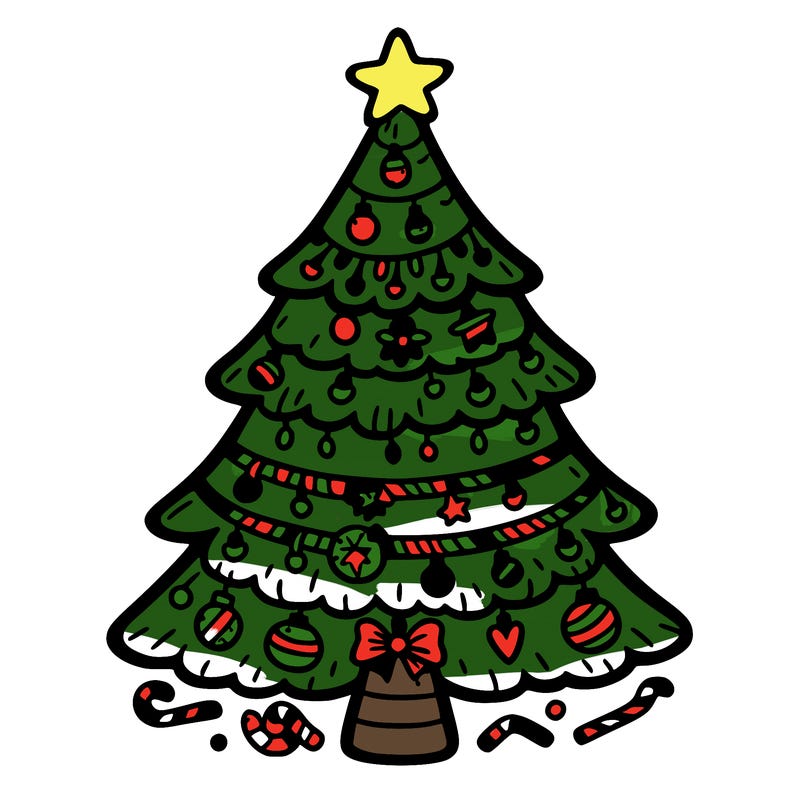 christmas tree with lots of details