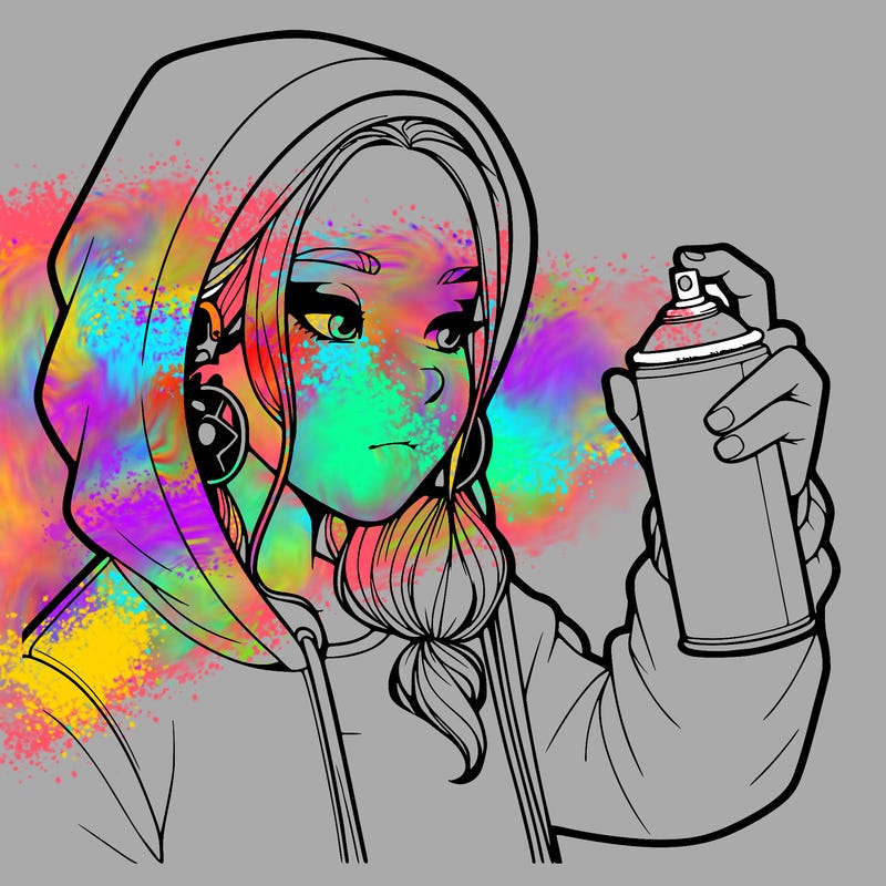 a realistic girl, spray painting
