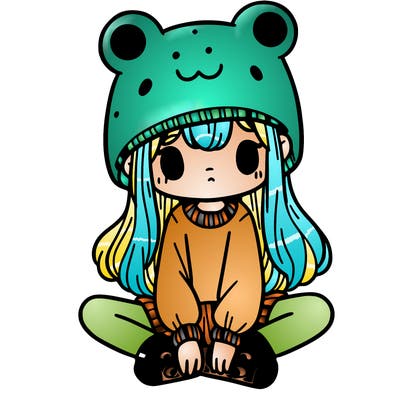 a girl wearing a frog hat and some frog socks