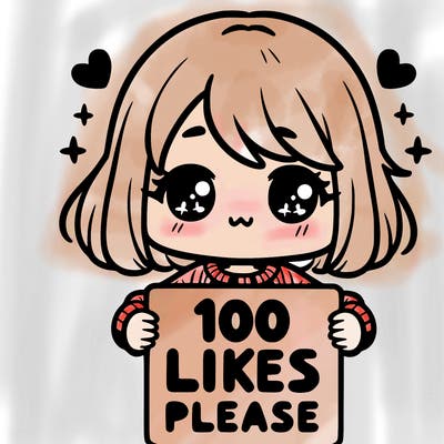 cute girl holding a sign saying 100 likes please