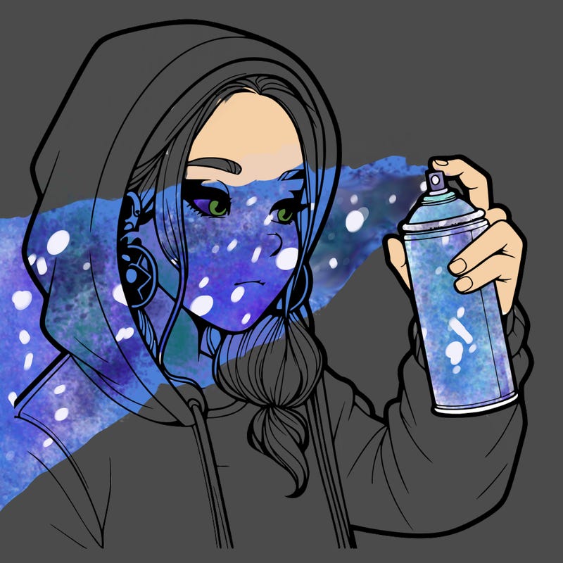 a realistic girl, spray painting