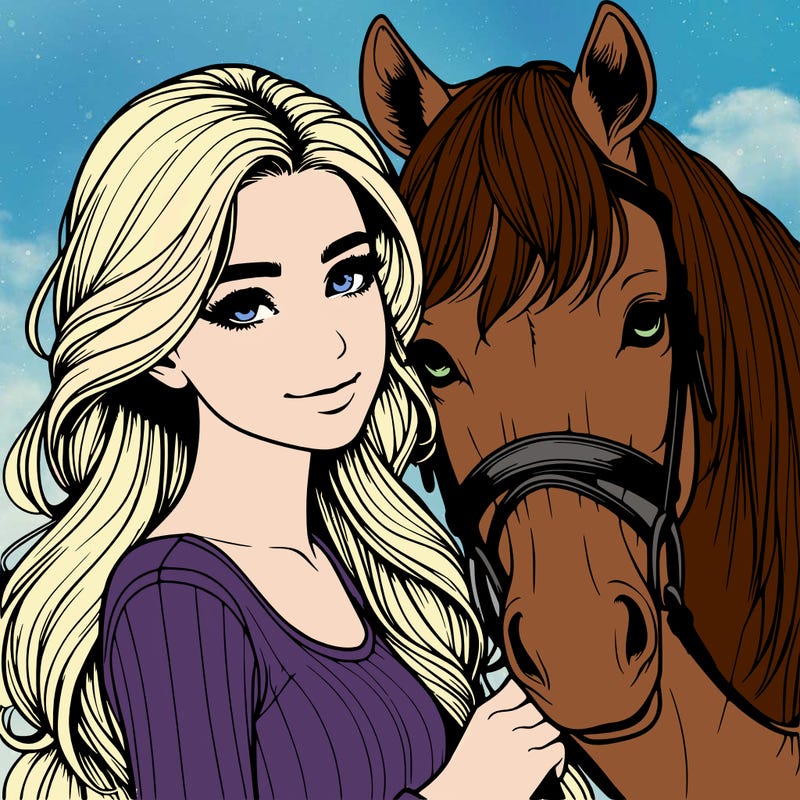 realistic girl with horse