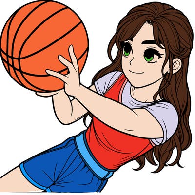 realistic girl playing basketball