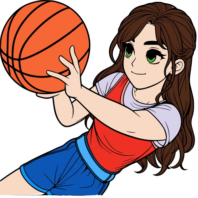 realistic girl playing basketball