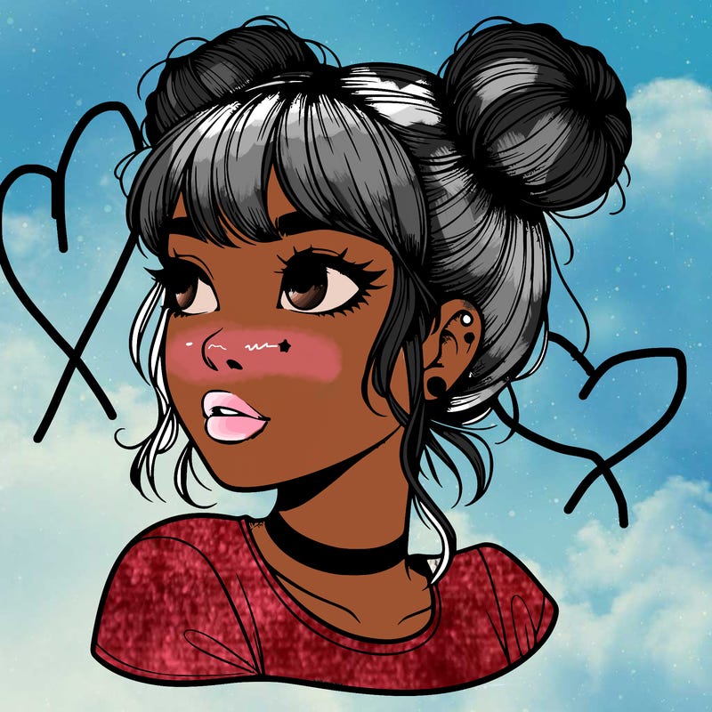 realistic girl with spacebuns