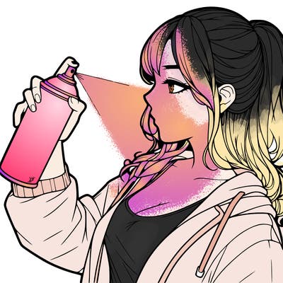a realistic girl spray, painting