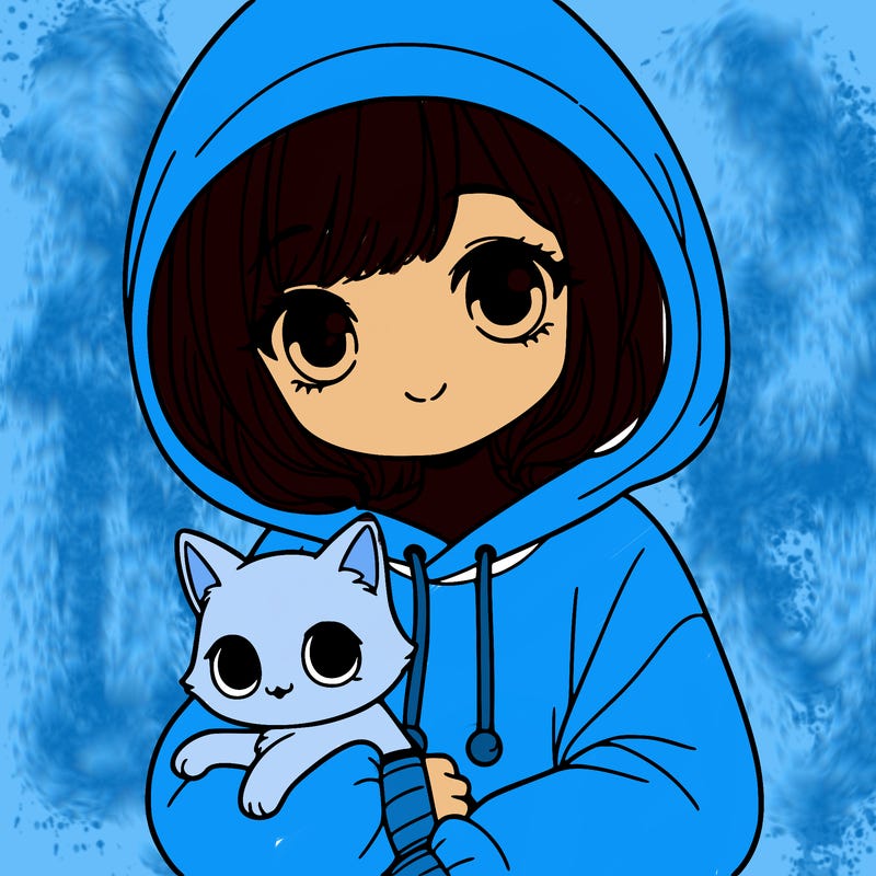 girl in hoodie with cat