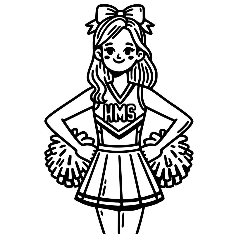 cheerleader with letters hms on uniform