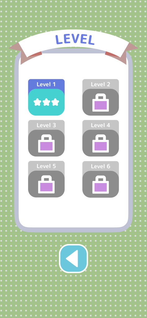 Biology Quiz - Game - Level selection screen of the Biology Quiz app showing six levels with level one unlocked and three stars earned