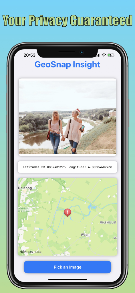 GeoSnap Insight - Interface of GeoSnap Insight showing AI photo location prediction on a map with coordinates
