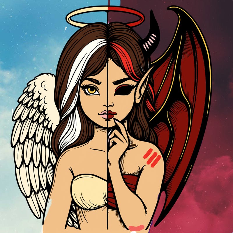 realistic angel half demon