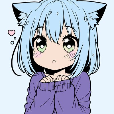 shy anime catgirl