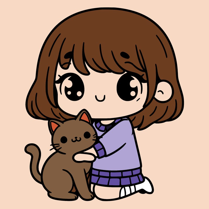 cute girl hugging a cat