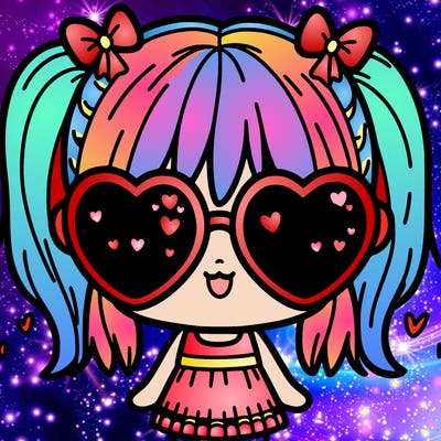 cute girl with heart sunglasses