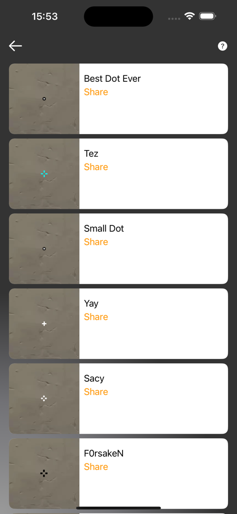 FPS Reaction Trainer & Helper - A list of custom crosshair presets inspired by professional FPS players in the reaction trainer app.