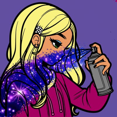 a realistic girl spray painting