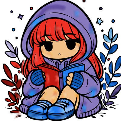 girl in oversized hoodie reading a book