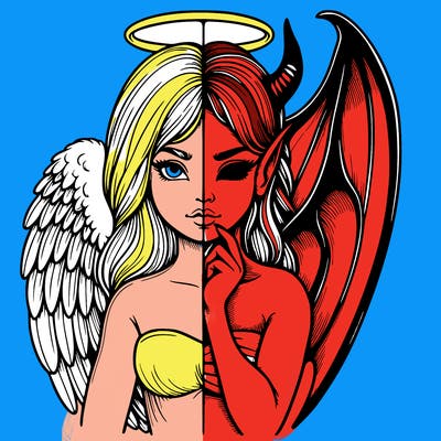 realistic angel half demon