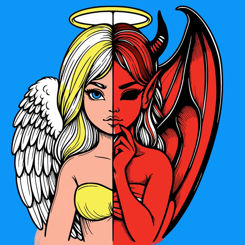 realistic angel half demon