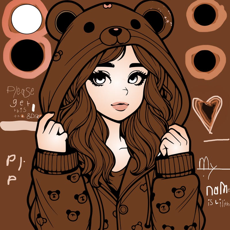 realistic girl in a animal pjs hoodie