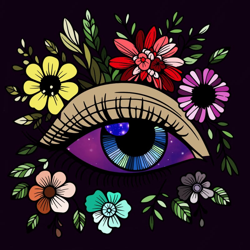 eye with flowers