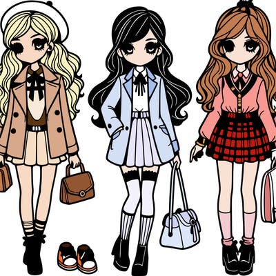 fashion girls to school.
