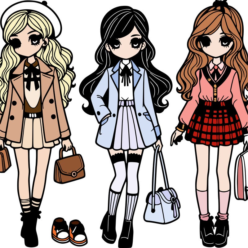 fashion girls to school.