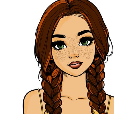 realistic girl with braids