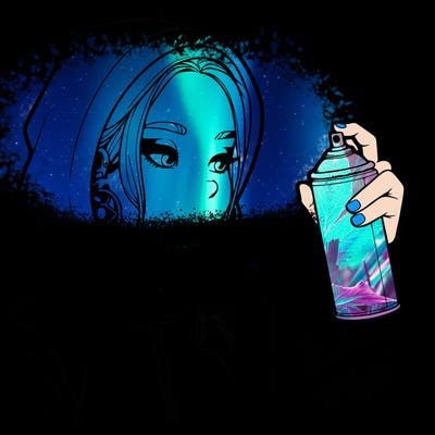 a realistic girl, spray painting