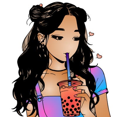 aesthetic realistic girl with boba