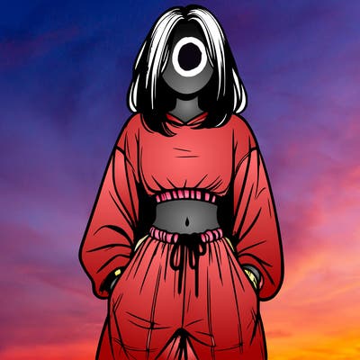 realistic girl faceless with baggy pants and a crop top