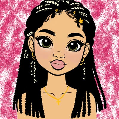 a realistic black girl with braids