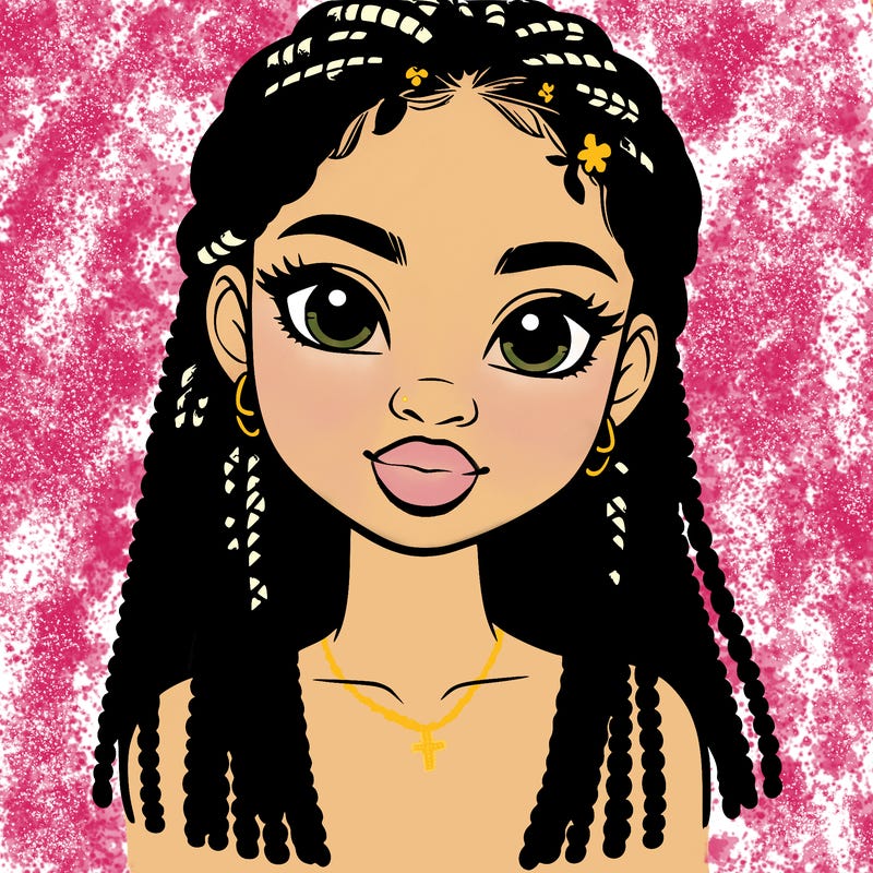 a realistic black girl with braids