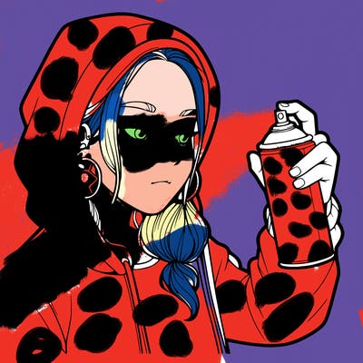 a realistic girl, spray painting