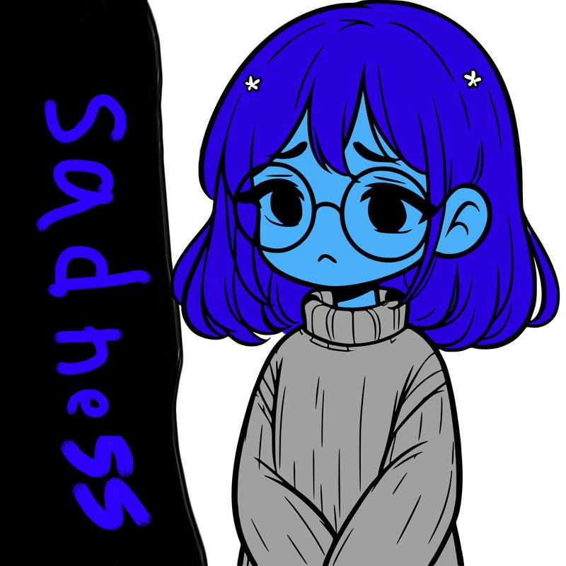sad girl with glasses in a sweater