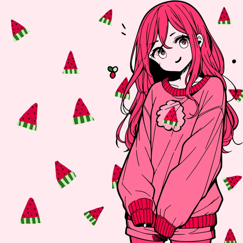 manga teen girl  in a sweater and baggy pants