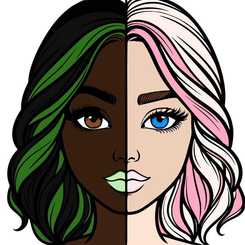 realistic girl split half