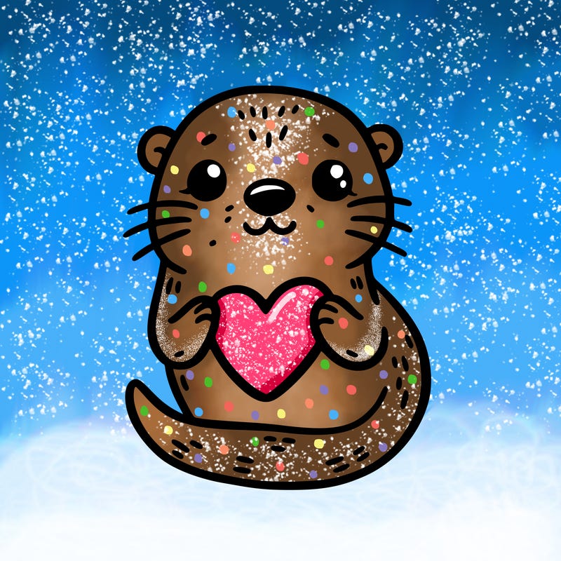 otter with a heart
