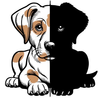 realistic dog split picture