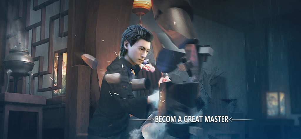 Pre Master - Un personaggio in Pre Master Sifu si allena rompendo un manichino di legno con il testo diventa un grande maestro