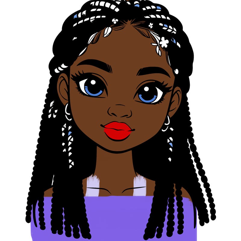 a realistic black girl with braids